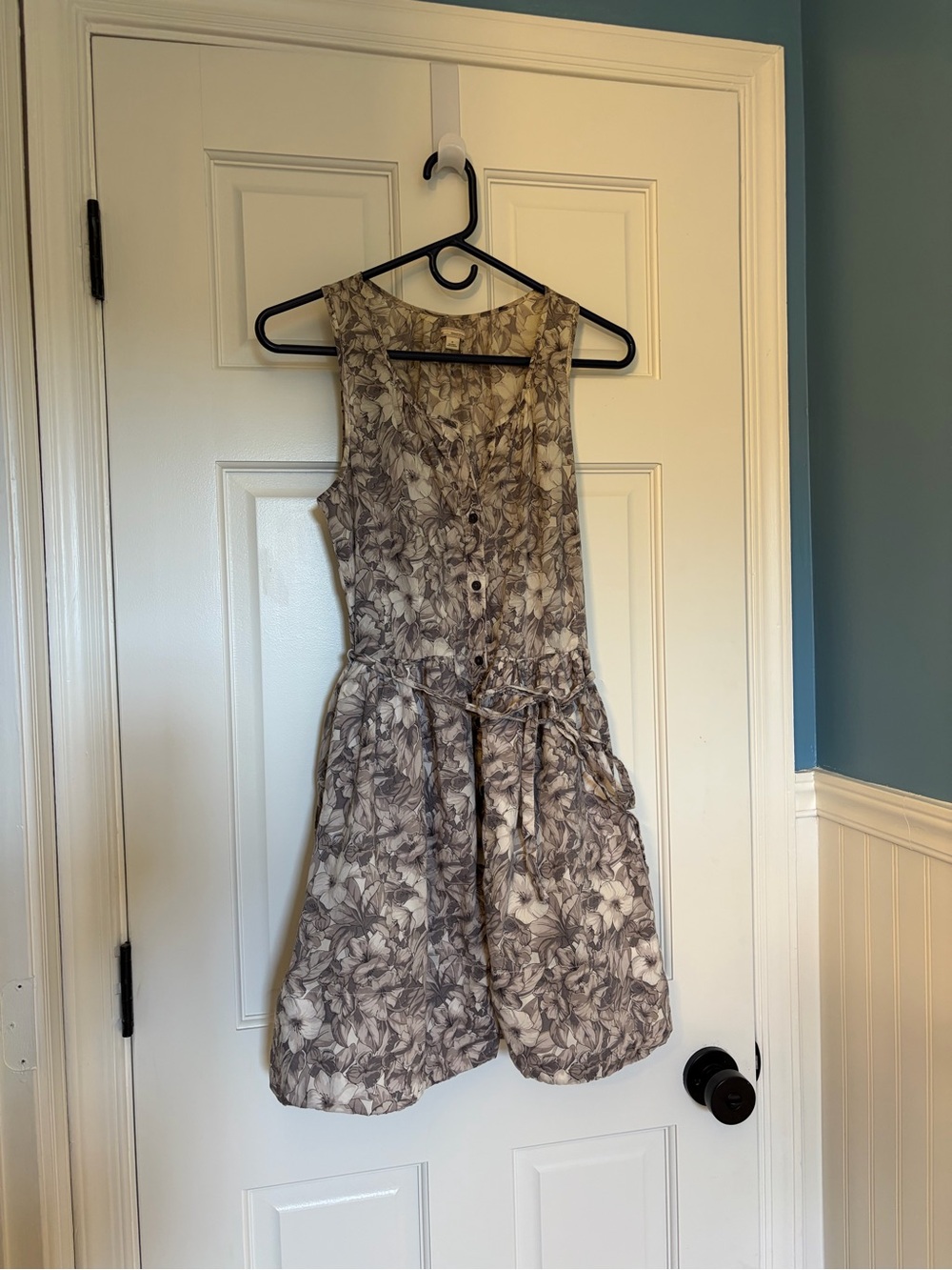 Floral Dress in Neutral Taupe and Cream